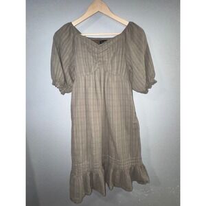 MIKAROSE Womens Green Smocked Puff‎ Sleeve Mini Dress Size S